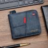 Men's Cross-border Patchwork Oil Wax Leather Tri-fold Short Wallet with Coin Pouch