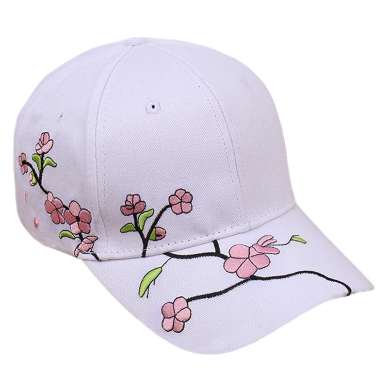 Fashion Baseball Hat for Girl Embroidery Flower Hat Windproof Baseball Hat Breathable Sunproof Hat for Outdoor Activity
