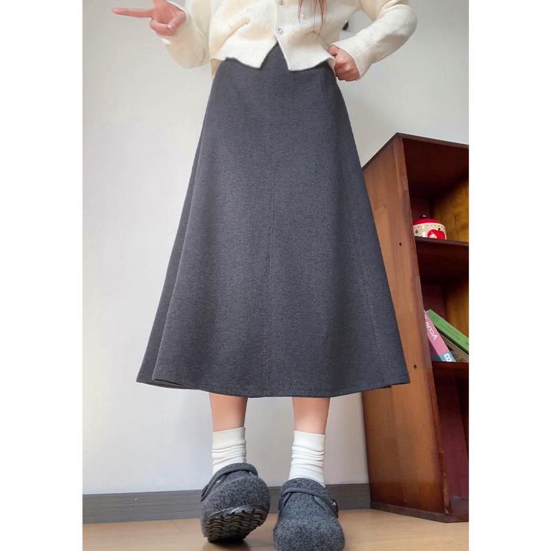 

2026 Autumn/Winter High-Waisted Coffee Midi Skirt - Versatile A-line with a Slimming Large Hem Design 2XL