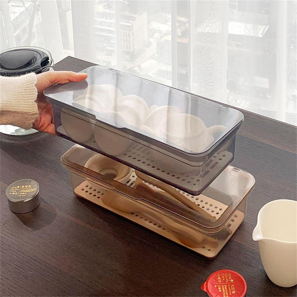 Box Cutlery Organizer Storage Kitchen Desktop Kitchen For With Tray Tea Kitchen Drain Set Lid Home Storage Boxes