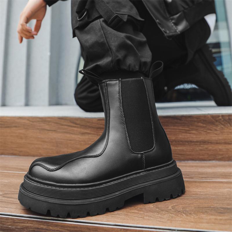 Black Cigarette Chelsea Boots Men's British Tide ins High Top Platform Locomotive Internet celebrity Martin Boots 44162-J