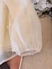 Women's Spring Chiffon Shirt: Chinese Style Tassel, Frog Button, Jacquard Embroidery, Stand Collar