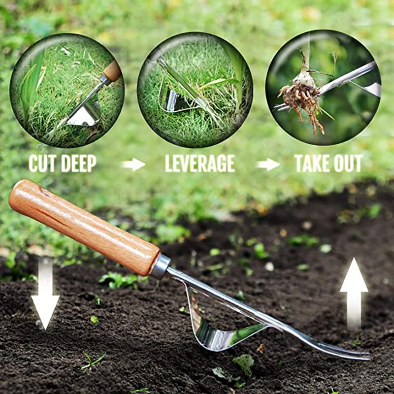 Stainless-steel Hand-operated Weeder Garden Outdoor Hand Weeding Tool Removal Farmland Puller Dandelion Digging Lawn Weeder Transplant