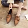 Women's Spring 2025 New Rivet Women's Pointed Toe Thick Heels British Style Loafer Female Slip On Shoes Zapatillas Mujer