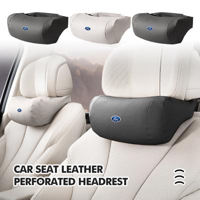 Car Leather Headrest Perforated Neck Pillow Head Protector Cover Interior Accessories For Escape Ecosport Fusion Explorer