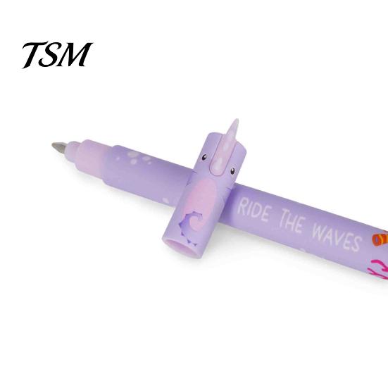 Bolígrafo Borrable 3 Piezas Bolígrafos de Tinta Gel Caballo de Mar Dibujo Animado Pez Payaso Tortuga Consciente con Medio Ambiente con Borrador Incorporado Rollerball para la Escuela