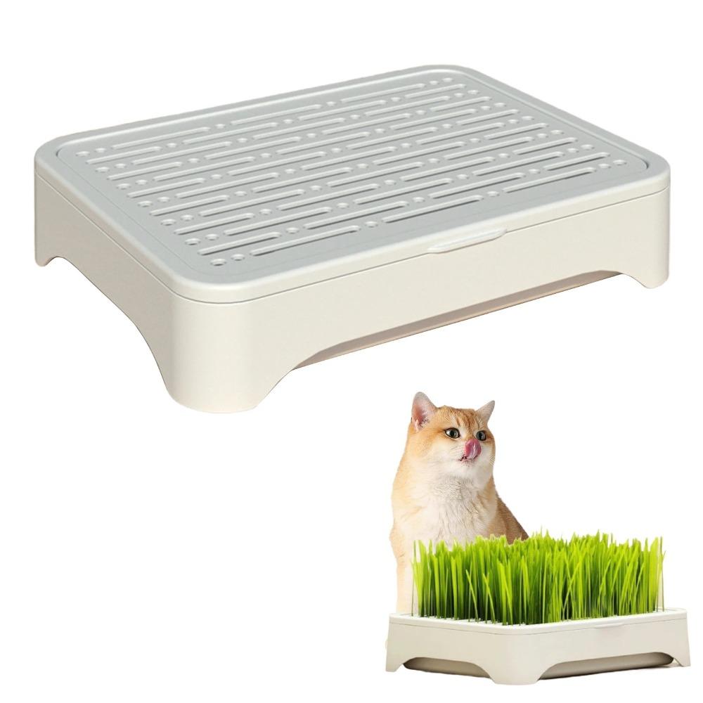 Simple Plastic Hydroponic Seeding Tray Self-planted Reusable Cat Grass Nursery Pot Multi-functional Growth Planter Pet Cat Grass белый