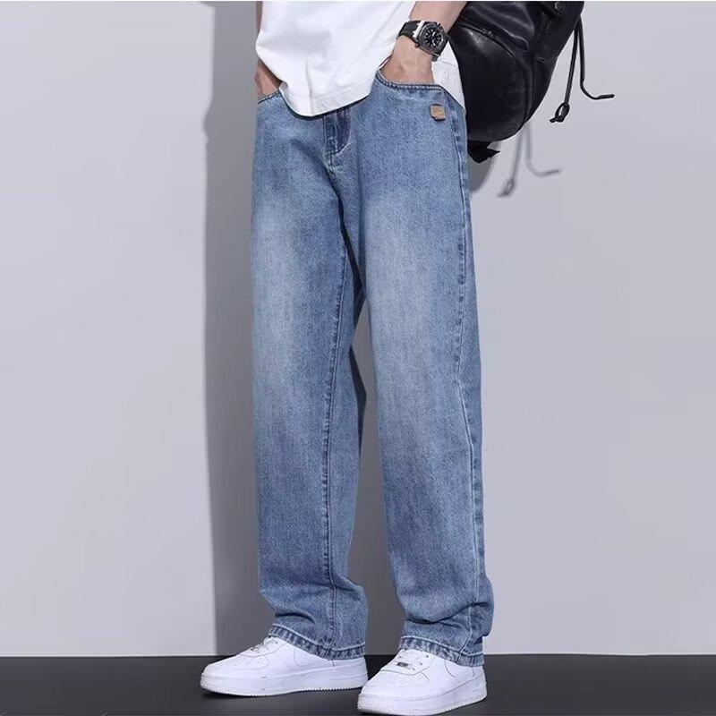 Summer American retro trend straight jeans men's new high and versatile loose and drape casual wide-leg pants