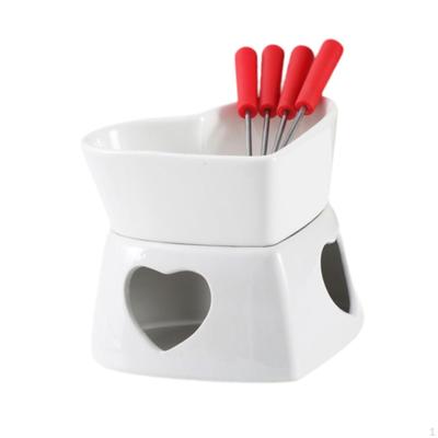 -Ohřívač na čajovou konvici, DIY řemeslná ozdoba se 4 vidličkami, mini fondue hrnec na máslo pro Valentýna