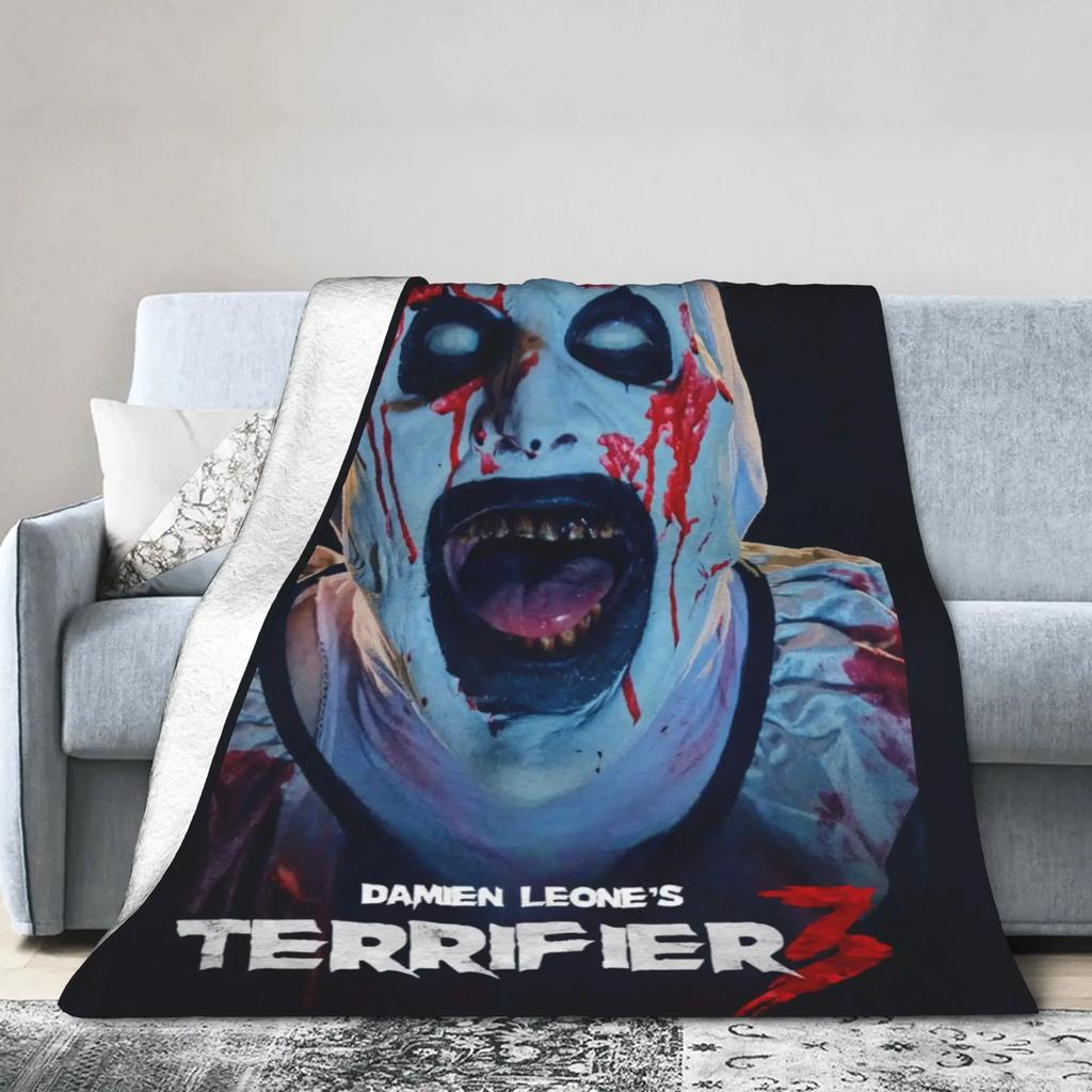 Terrifier Horror Film Soft Warm Aesthetic Plush Throw Blanket for Kids Living Room Flannel Bedspread Bed Cover