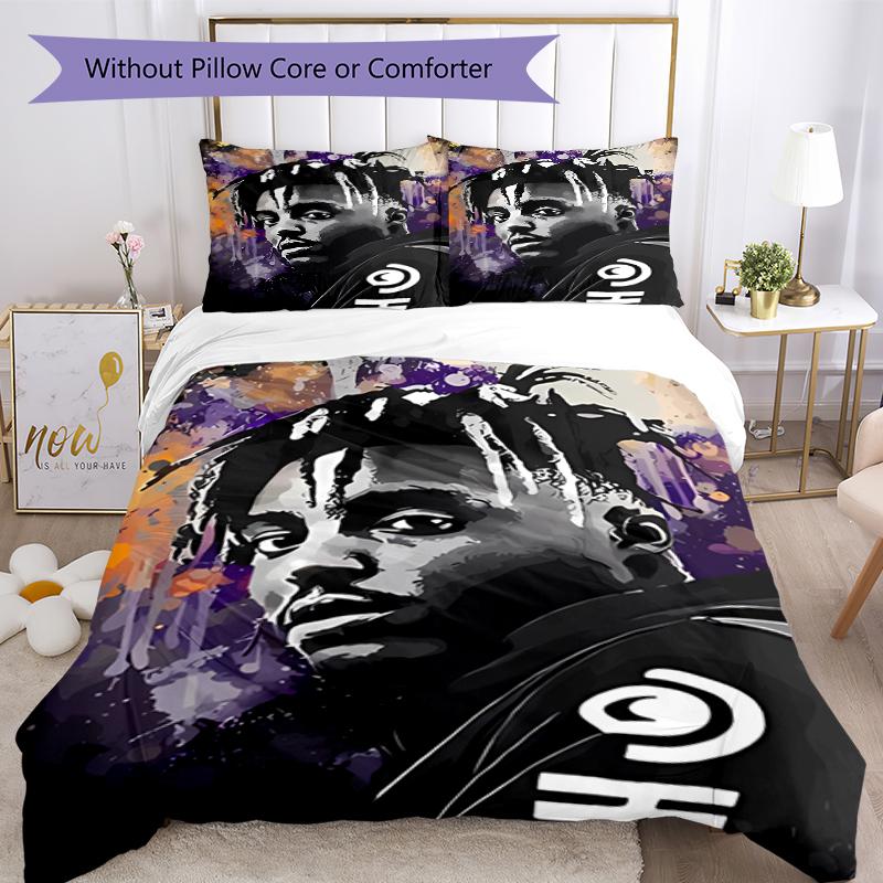 3pcs Juice WRLD1 Pattern Bedding Set Duvet Cover Set Includes Duvet Cover &pillowcases, Perfect All Season Bedroom Decoration & Gift