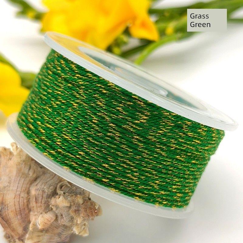 

1mm Gold-Added Hand Rub Cotton Thread Small Shaft Suit Wenwan Bodhi Bracelet Rope National Style DIY Material Carrying Strap Necklace Rope Grass Green
