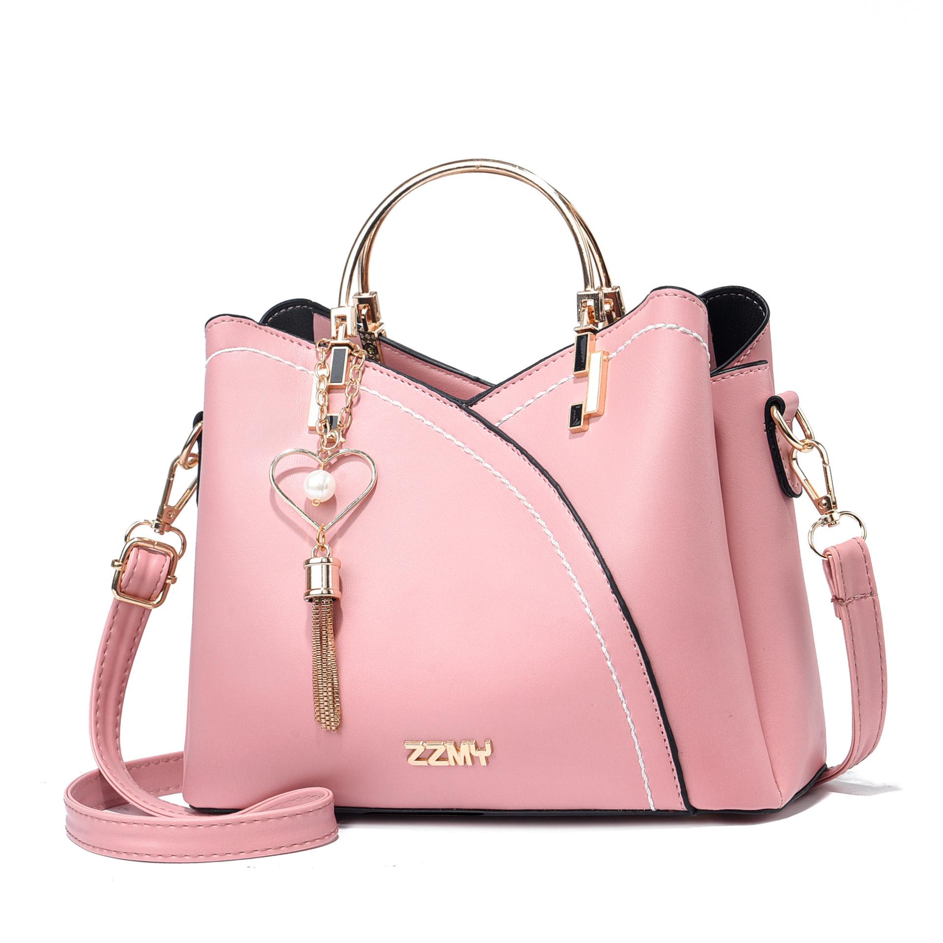 

New bag handbag Korean version contrasting color quality messenger bag large capacity shoulder bag women s bag 23*11.5*19 розовый