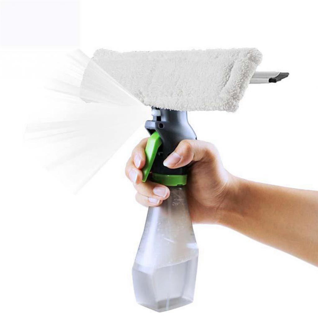 Atomizing Nozzle 3-in-1 Glass Cleaner Spray Bottle Wiper Squeegee Microfibre Pad