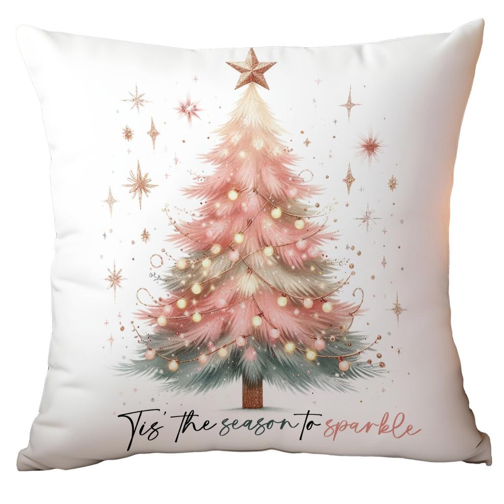 Christmas Pink Snowman Short Plush Pillow Cover Car Printed Sofa Cushion Home Pillow Cover Premium Durable Quality