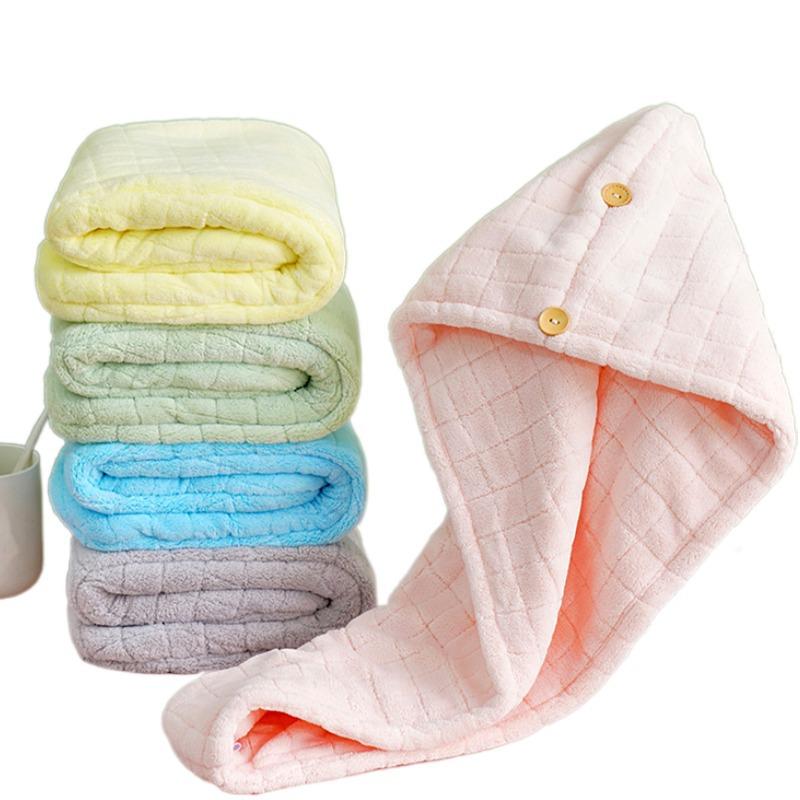 Hair Cap Lady Thickened Double-layer Quick-drying Coral Velvet Dry Hair Towel Absorbent Scarf New Shower Cap Wholesale