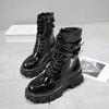 Zapatos de Mujer Botas de Cuero PU Negro Alta Calidad Poco Profundas Cómodas Forros Polares Botines de Moda Otoño Primavera Dropshipping 85km