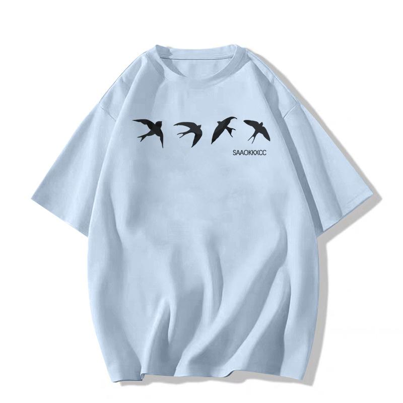 Large Size Summer Pure Cotton White Short-sleeved T-shirt Women's New American Front Shoulder Niche Design Half-sleeved Top