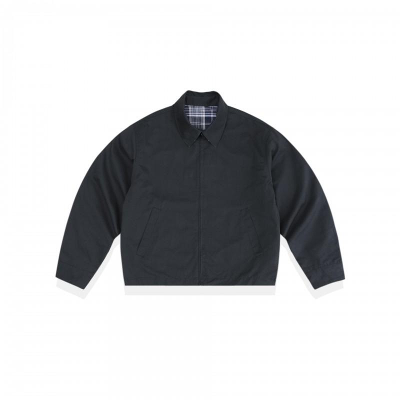 Unisex Oversized Retro Harrington Jacket Double-Sided Wear Cotton Blend Fall Outerwear