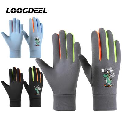 Loogdeel Autumn Winter Cartoon Boys Girls Outdoor Cycling Gloves For Children Windproof Water-Repellent Gloves Kids Warm Gloves