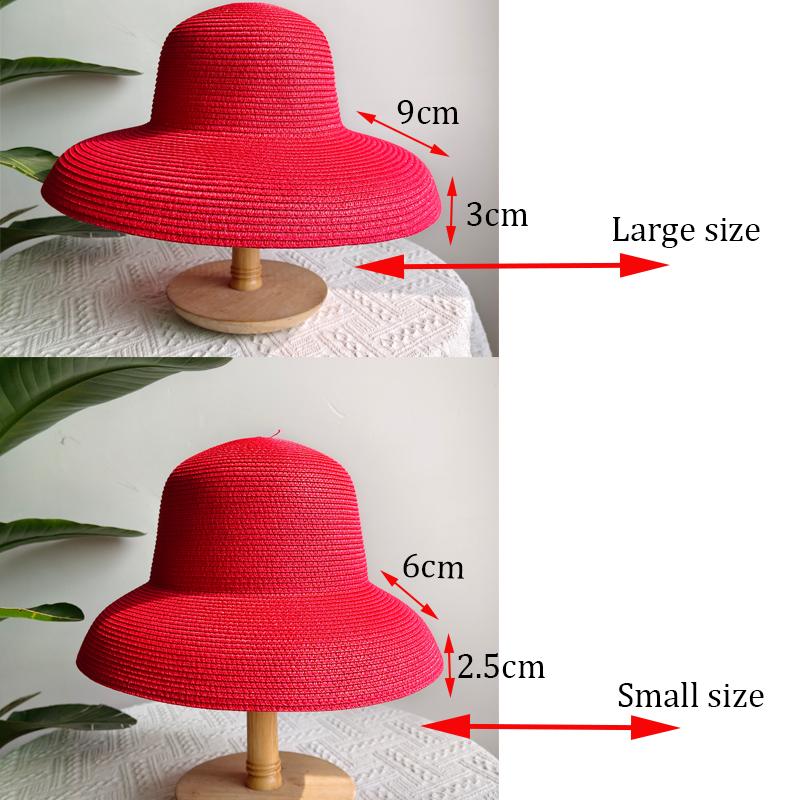 Summer Hepburn Straw Hat Retro Design Large Brim Straw Hat for Women Large Brim Orange New Solid Color Beach Vacation Large Sun
