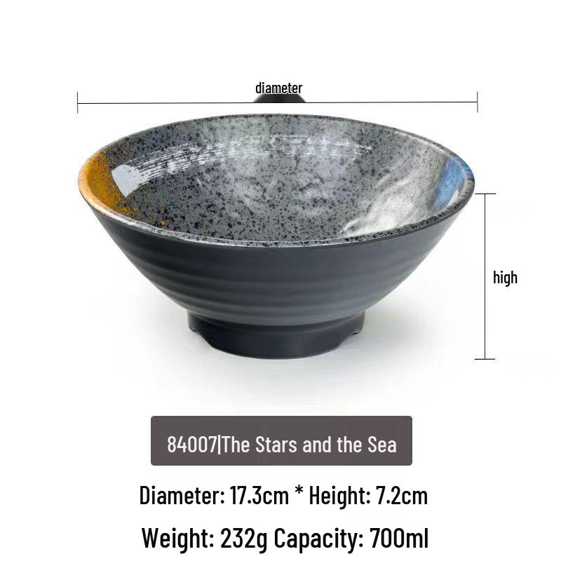 Japanese-Style Melamine Ramen Bowl - Creative Imitation Porcelain Soup and Noodle Bowl for Restaurants.