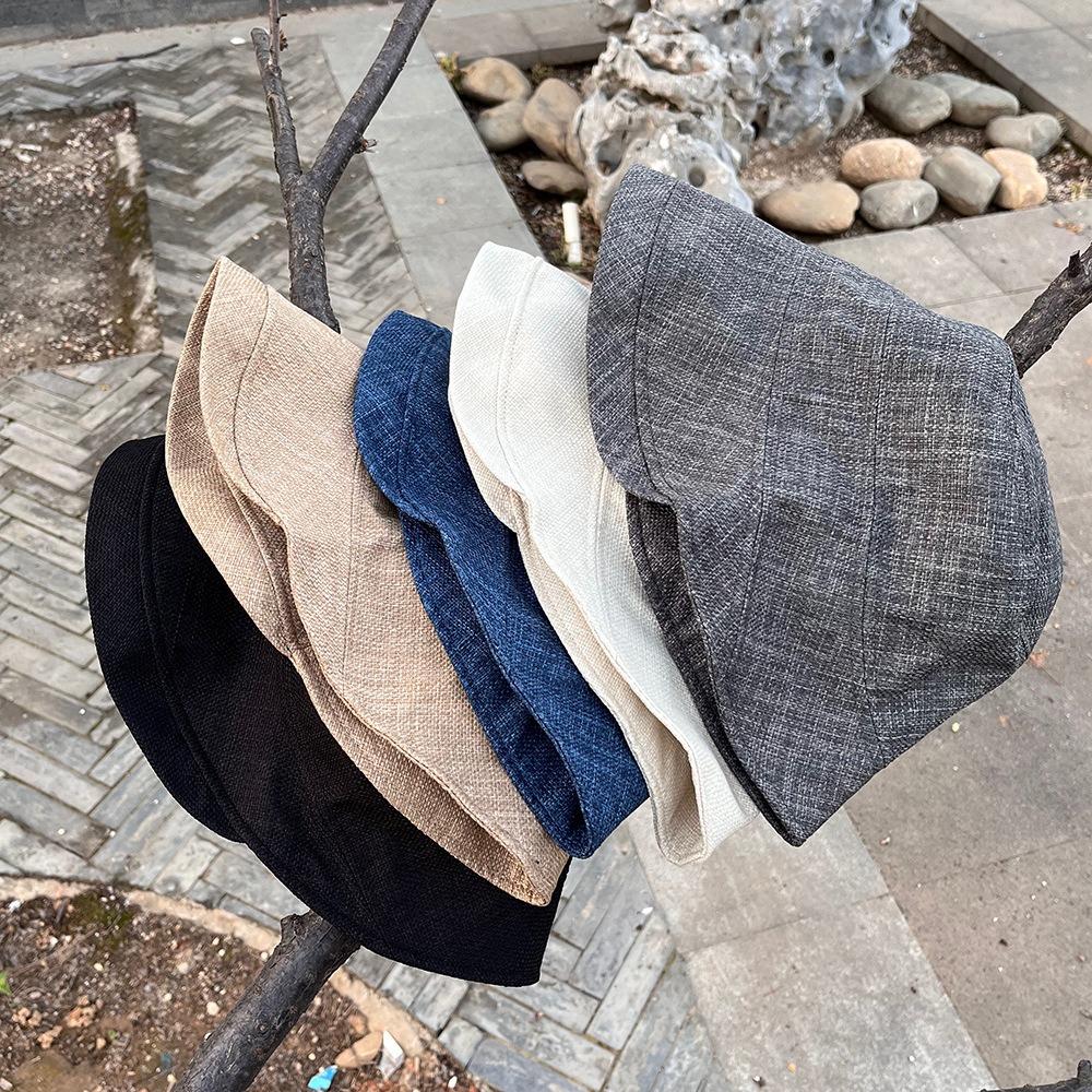 Sunscreen Flax Sun Hat Quick-dry Japanese Style Bucket Cap Fashion Roll Rim Fisherman Hat  Outdoor