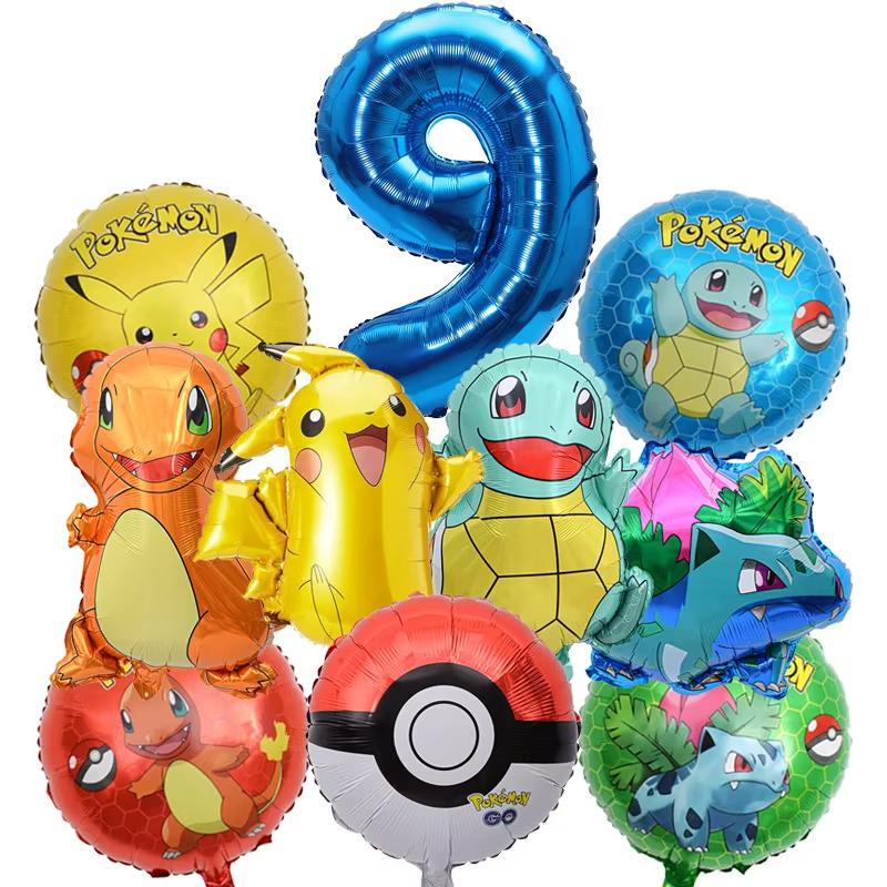 Balloon Monster Set Birthday Party Decoration Aluminum Film Balloon Vibrant Multi-Colored Balloon Pikachu Children'S Party Supplies