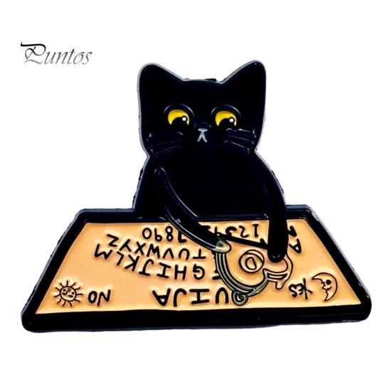 Animal Lapel Pin Cartoon Black Cat Brooch Pin, Enamel for Canvas Bags Men Women, Decorative Badge Clothing Scarves Sweaters Metal Jackets Pins