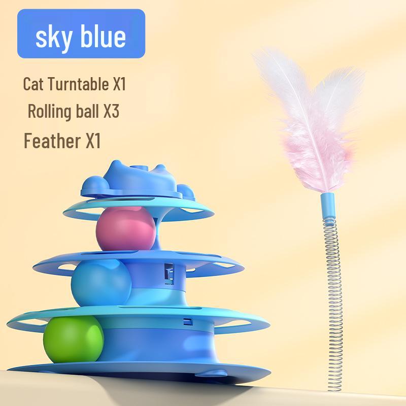 Cat Self-Entertainment Interactive Feather Teaser Turntable Toy