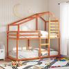VidaXL Bunk Bed with Roof Wax Brown 80x200cm Solid Pine Wood, Bed, Bed Frame, Loft Bed, Bedroom Furniture, 3281960