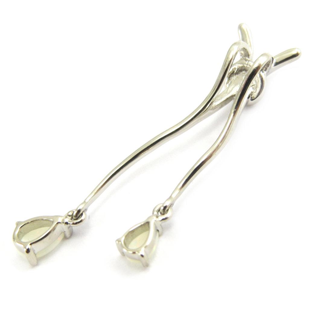 Les Trésors De Lily [G8685] - Pendentif Argent artisanal 'Déesse Opale' blanc argenté (rhodié) - 12x38 mm