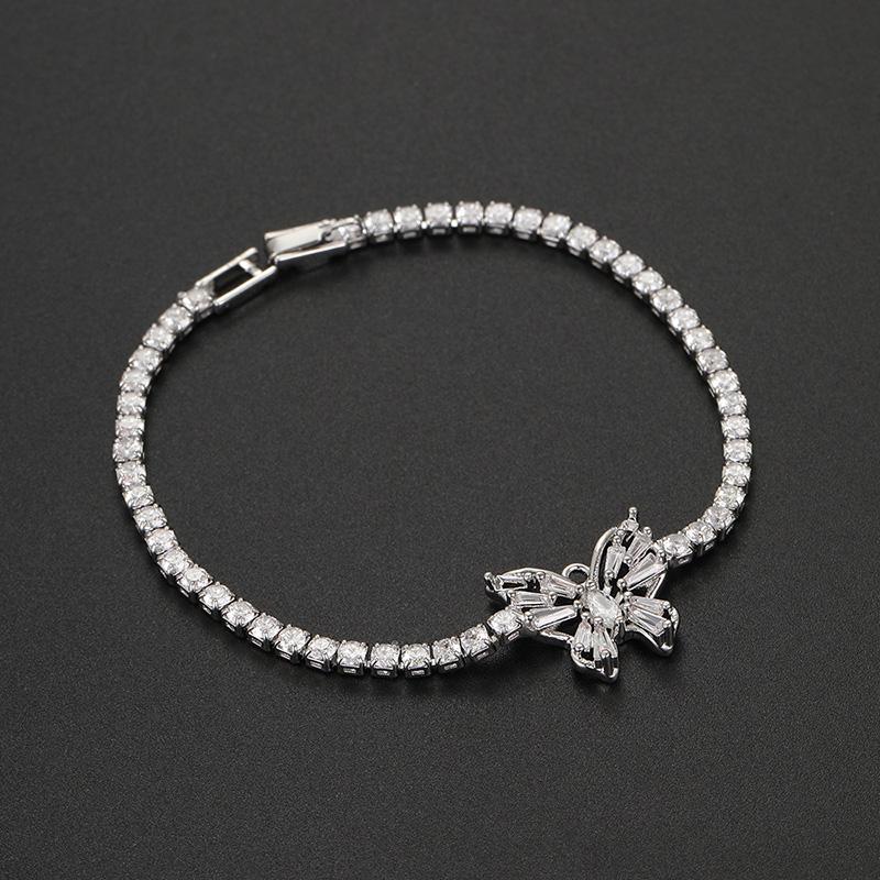 Fashion Zircon Bracelet Women Silver Color Crystal Butterfly Bangle Female Party Luxury Jewelry Charm Accessories Gifts