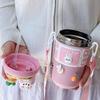 Cute Rabbit Bear Thermos Double Drinking Straw Tumbler Water Bottles For Boys and Girls Portable Children's Drinking Water Cup