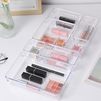 7PCS/Set Desk Drawer Organizers Set Plastic Bathroom Storage Makeup Organizer Clear Transparent Storage Box Drawer Organizer