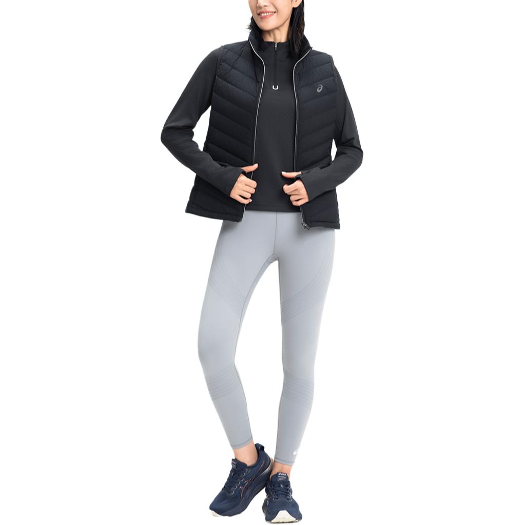 Women's ASICS Down Vests Women's Black Stand Collar Moderate Other