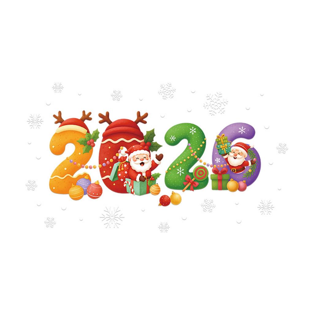 Vánoční výloha 2026 Statické samolepky na okno, Kreativní vánoční dekorace, Barevné kolážové samolepky