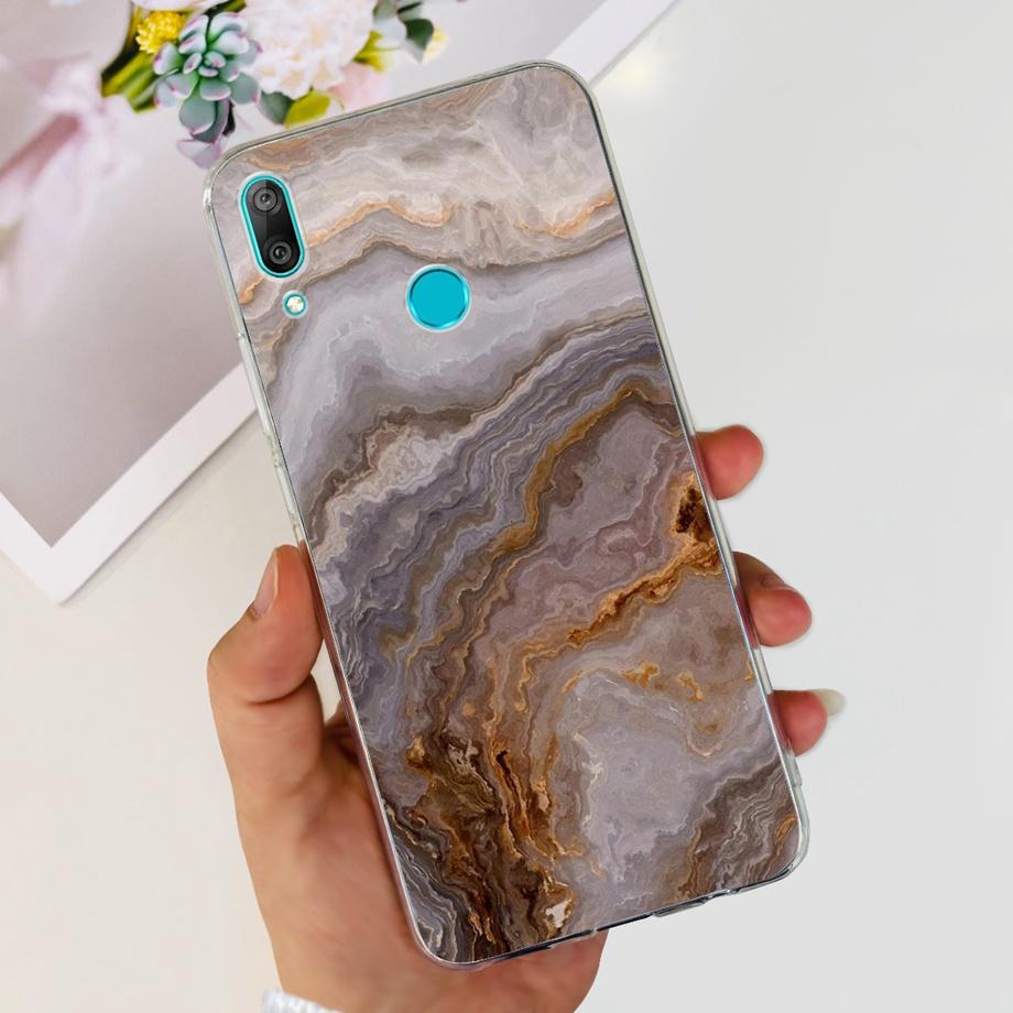 For Huawei Y7 (2019) Phone Case Huawei Y7P 2020 Back Cover Transparent Slim Soft TPU Rubber Bumper Child Fashion Cartoon Pattern