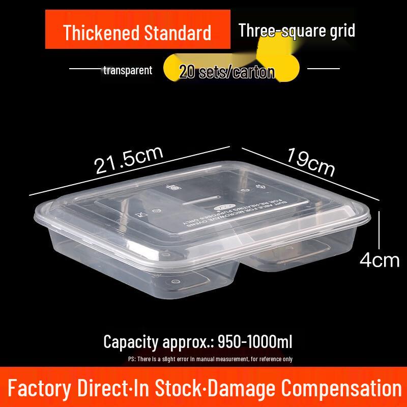 Alliance Rectangular Disposable 3-Compartment Meal Prep Containers