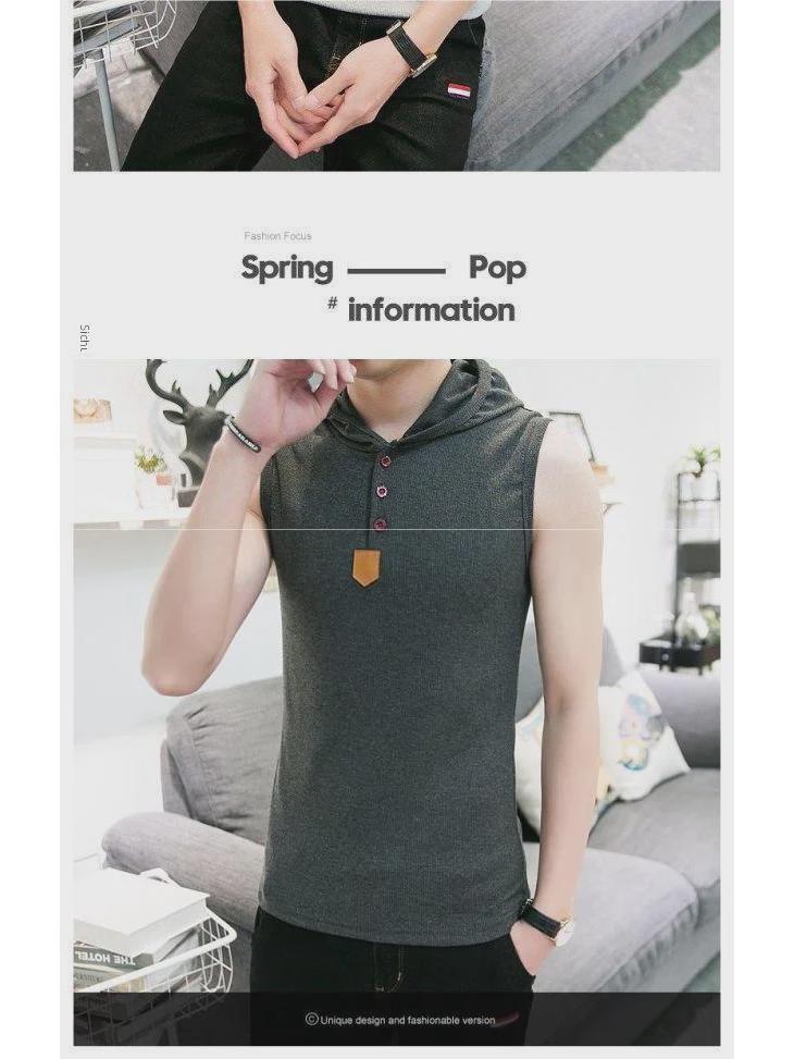 Men's Sleeveless Summer Sports Hoodie Vest
