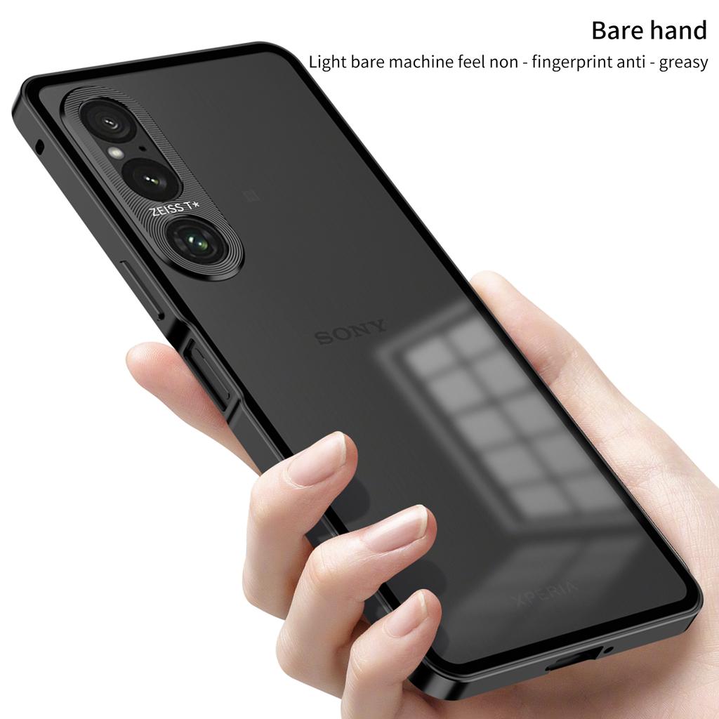 For Sony Xperia 1 V Matte Case Aluminium Alloy+PC Phone Cover with Pop-Up Snap Lock