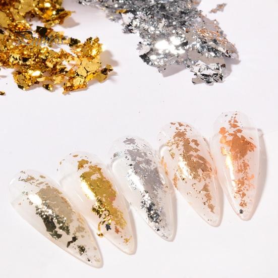 1 Box Nail Art Sequins Decoration Golden/Silver Color Irregular Tin Foil Flake DIY Manicure UV Gel Polish 3D Glitter Nail Decoration Accessories for