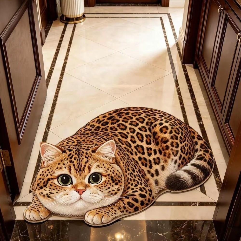Cute 2D Cat-Shaped Area Rug Non-Slip Anti-fouling Home Decor Carpet Easy to Clean Cartoon Carpet Living Rooms