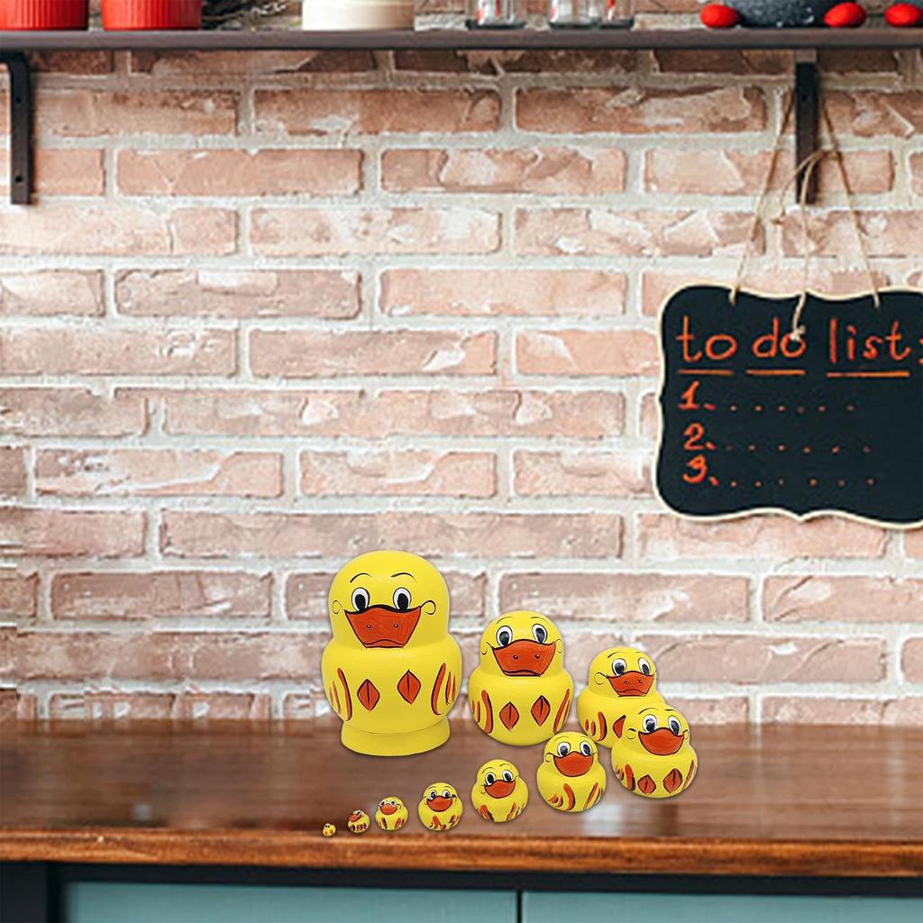 Vibrant 10 Piece Russian Duck Nesting Figurines Unique and Decorative Figurine Statue Ornaments for Office or Desk Decor