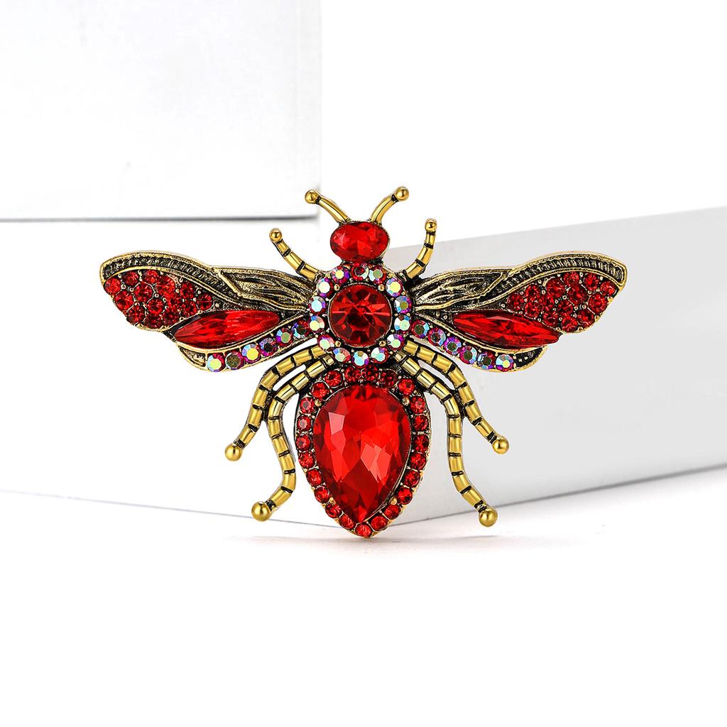 Stylish Luxury Glass Bee Brooches for Women Unisex Rhinestone Insect Pins Event Party Backpack Decoration Clothes Accessories