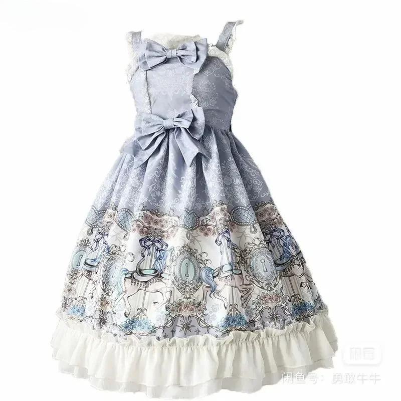Sladké Lolita Jsk Šaty Dámské Harajuku Kawaii Kreslený Potisk Krajka Volán Mašle Bez Rukávů Párty Šaty Dívčí Princezna Mini Vestidos