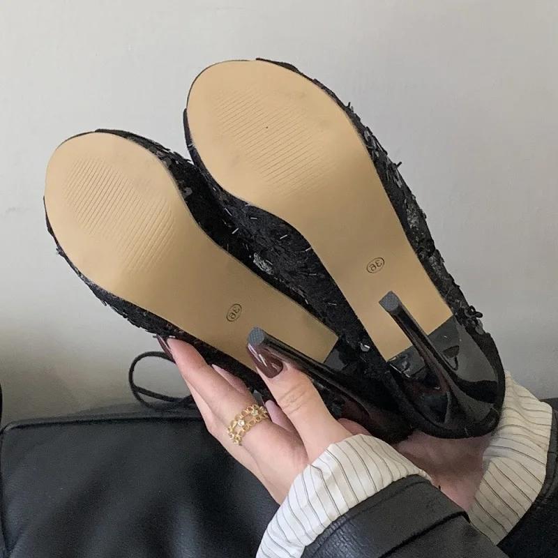 Fashion Eilyken Autumn Design Breathable Mesh Peep Toe Women Ankle Boots Sandals Fashion Zipper Platform Thin Heels Stripper Shoes