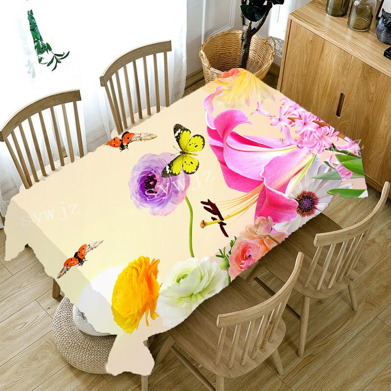 Beautiful Floral Pattern Tablecloth Bouquet Landscape Rectangular Tablecloth Birthday Party Dinner Home Decor Accessories