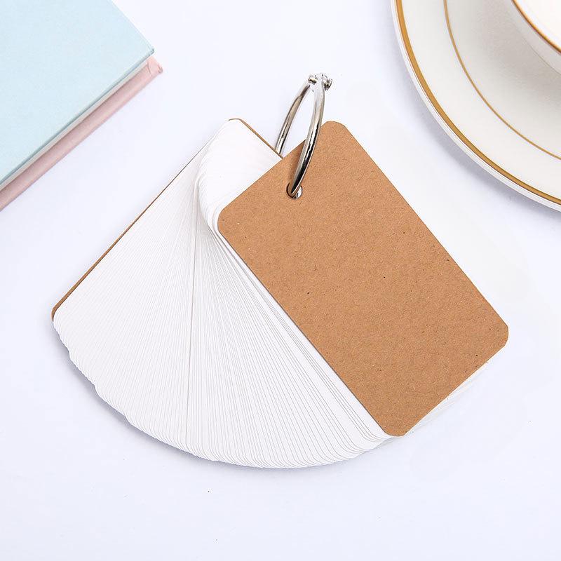 1 st Blankt kortbok, Stenografibok, Engelska ordkortspapper, Vit kartong, Bärbar skrivning, Gymnasienotbok, Bok med bakre ringbindning