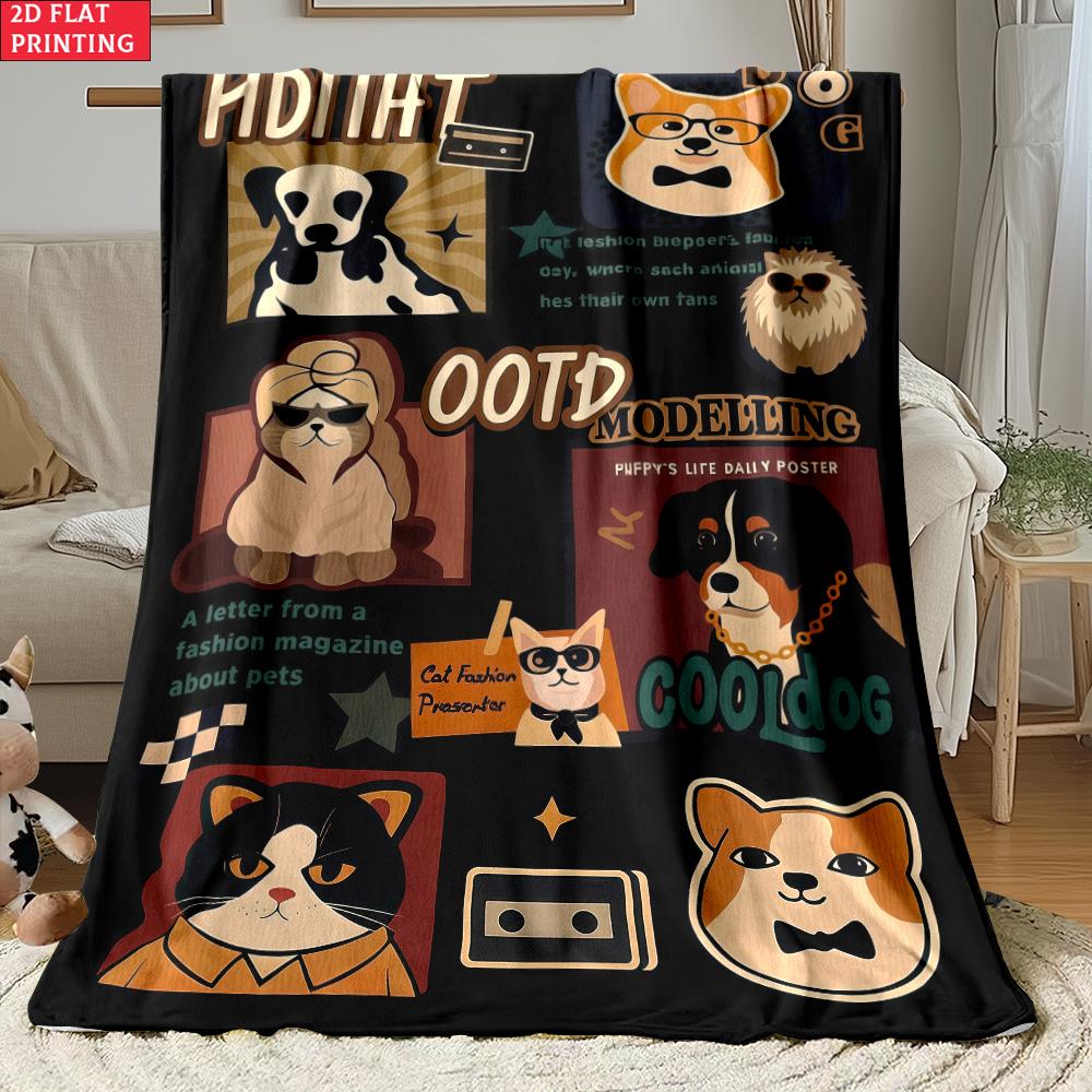 Animal Flannel Thin Blanket Custom Blanket Picnic Bed Sofa Blankets Family Bedroom Children's Room Napping Blankets Fluffy